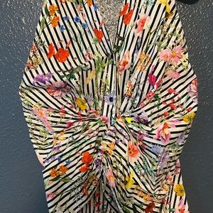 Zara Striped and Floral Halter Top